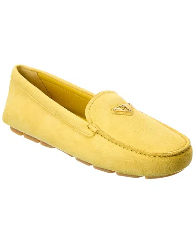 Prada Suede Loafer In Yellow