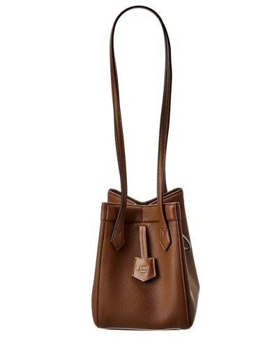 Fendi Origami Mini Leather Shoulder Bag In Brown