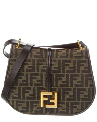 Fendi Cmon Medium Ff Jacquard & Leather Shoulder Bag In Brown