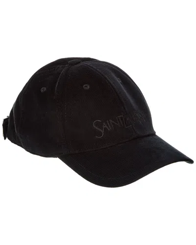 Saint Laurent Vintage Corduroy Cap In Black
