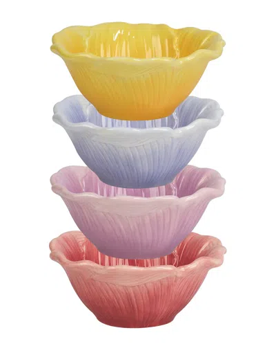 Certified International Hummingbirds Set Of 4 3d Floral Ice Cream Bowls In Multi