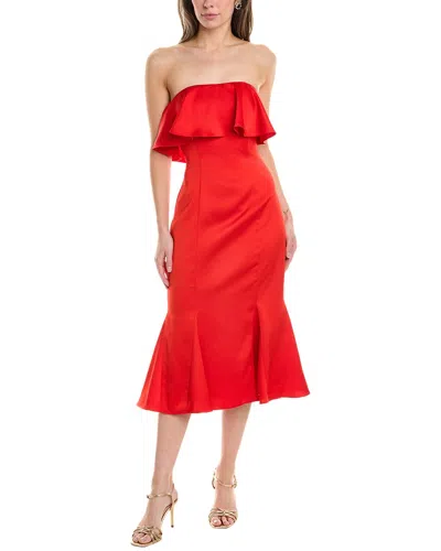 Liv Foster Women's Crepe-back Satin Strapless Midi-dress In Red