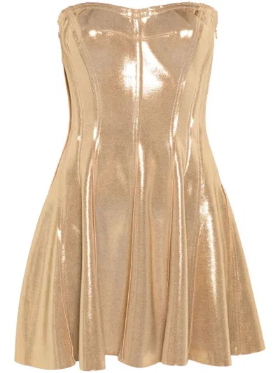Norma Kamali Grace Mini Dress In Gold
