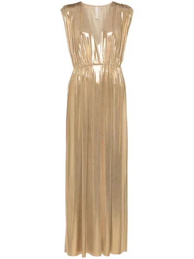 Norma Kamali Athena Maxi Gown In Gold