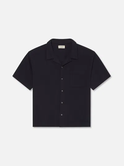 Frame Duo Fold Relaxed Shirt Navy Cotton In Black