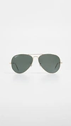 Ray Ban Ray-ban Unisex Original Polarized Brow Bar Aviator Sunglasses, 58mm In Gold/green