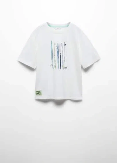 Mango Kids' Surf Printed T-shirt Off White