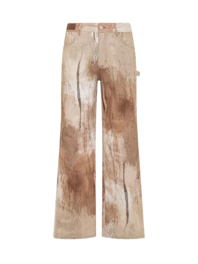 Andersson Bell Abstract-print Loose-cut Jeans In Beige