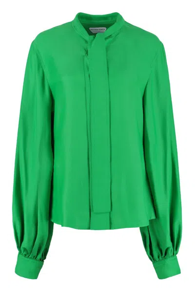 Bottega Veneta Balloon Sleeved Blouse In Green