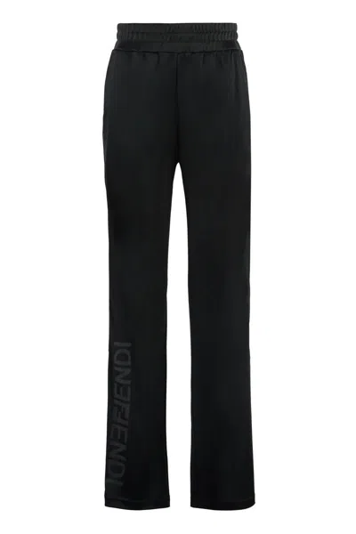Fendi Contrast Side Stripes Trousers In Black