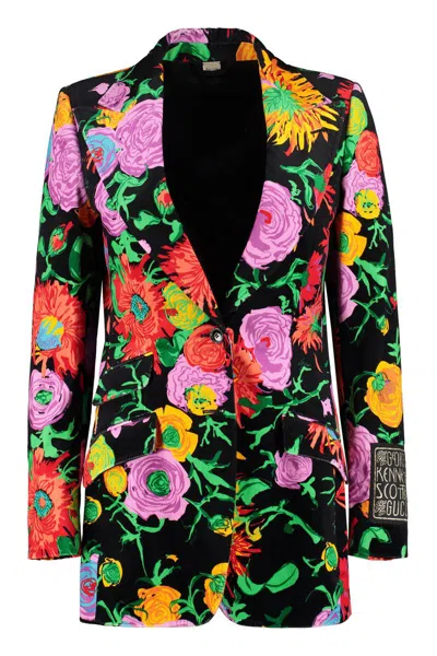 Gucci Single-breasted Velvet Jacket In Multicolor