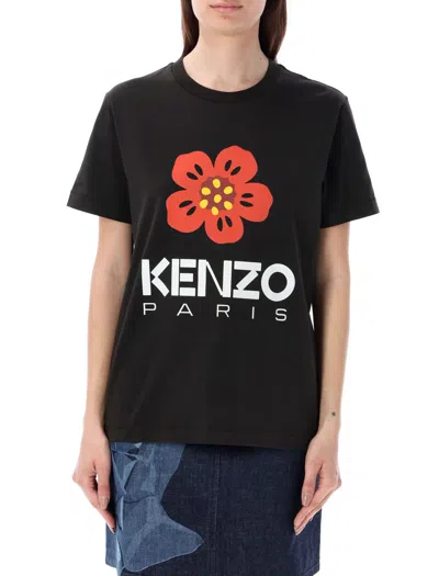 Kenzo Boke Flower Loose Cotton T-shirt In Black