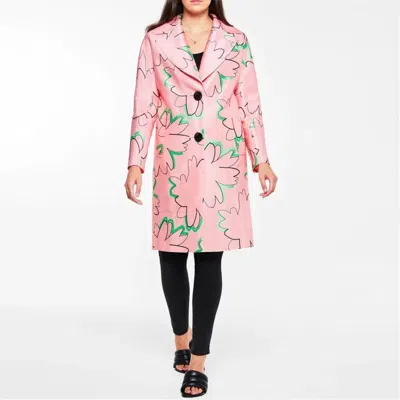 Pre-owned Ted Baker Cardea Print Coat In Pink Size M Rrp £450