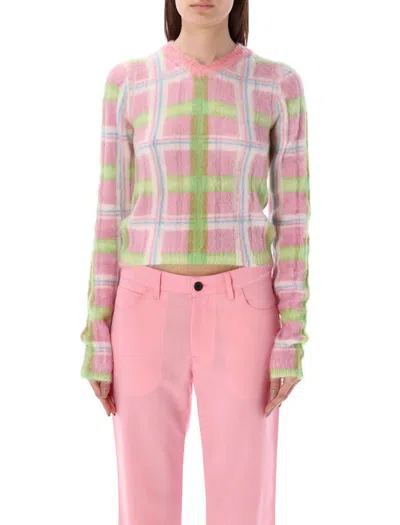 Marni V Neck Sweater In Pink