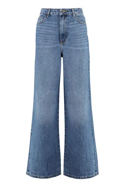 Self-portrait Wide-leg Jeans In Denim