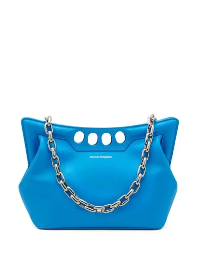 Alexander Mcqueen The Peak Small Curved Shoulder Bag In Blue