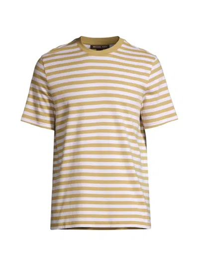 Michael Kors Striped Pima Cotton T-shirt In Natural