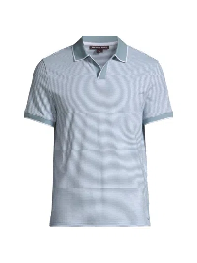 Michael Kors Striped Cotton Polo Shirt In Chambray