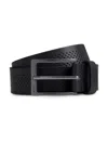 Hugo Boss Italian-leather Belt With Perforated Strap And Gunmetal Buckle In Black