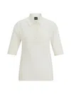 Hugo Boss Linen-blend Sweater With Polo Collar In White