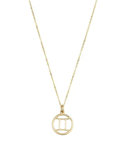 Oradina Women's 14k Yellow Solid Gold Zodiac Pendant Necklace In Gemini