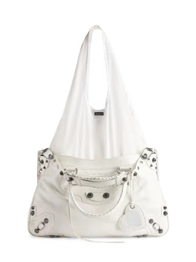 Balenciaga Women's Neo Cagole Xl Tote Bag Plus Used Effect In White