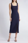 Hugo Boss Business Dress With Seaming Details In Dark Blue