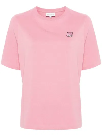 Maison Kitsuné T-shirt With Fox Print In Pink & Purple