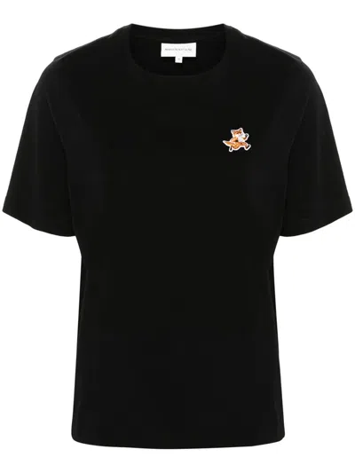 Maison Kitsuné T-shirt With Speedy Fox Application In Black