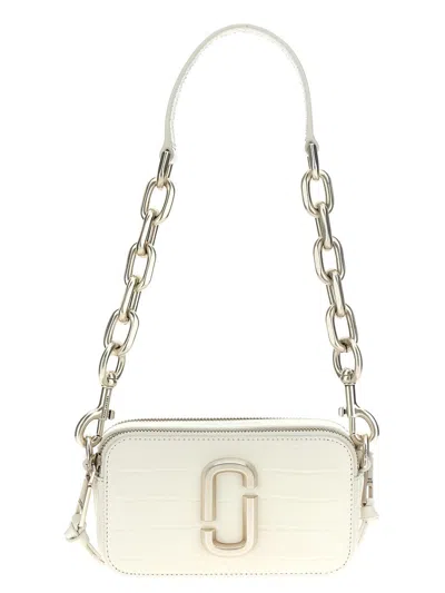 Marc Jacobs 'the Croc-embossed Snapshot' Crossbody Bag In White