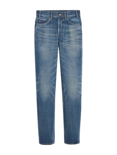 Celine Slim Jeans In Dark Union Wash Denim In Blue