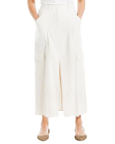 Max Studio Long Linen-blend Cargo Skirt In White