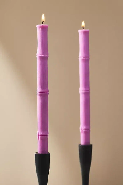 By Anthropologie Bamboo Taper Candles, Set Of 2 In Pink