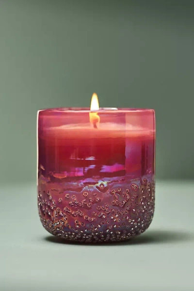Anthropologie Elea Fruity Lychee & Pink Dragon Fruit Beaded Glass Candle In Purple