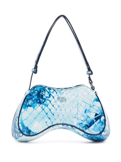 Diesel Play Snakeskin-effect Shoulder Bag In Blue