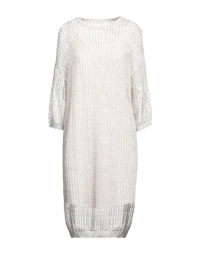 Peserico Woman Midi Dress White Size 12 Linen, Polyester, Metallic Fiber, Polyamide, Cotton