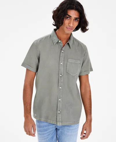 Sun + Stone Men's Blake Linen Chambray Short Sleeve Button-front Shirt, Created For Macy's In Bright Wht G,d