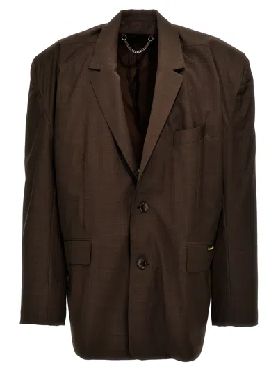 Martine Rose Single-breasted Houndstooth Blazer In Brown