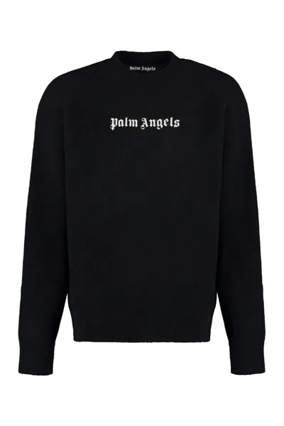 Palm Angels Merino Wool Blend Sweater In Black
