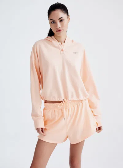 Dkny Women's Metallic Bubble Logo Cropped Pullover In Orange