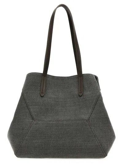 Brunello Cucinelli 'monile' Shopping Bag In Gray