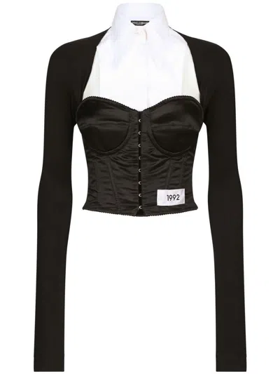 Dolce & Gabbana Black Layered-shirt Corset Top