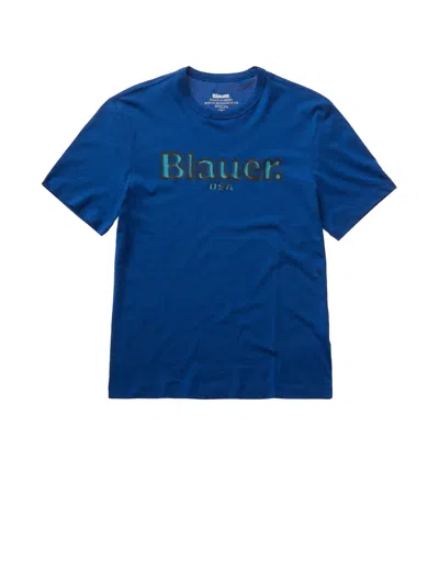 Blauer Logo印花棉t恤 In Molto Blu