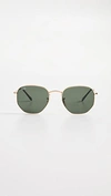 Ray Ban Rb3548n Metal Crystal Hexagonal-frame Sunglasses In Gold/green