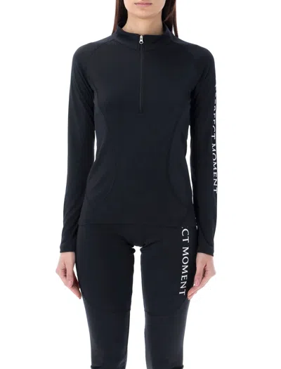 Perfect Moment Thermal Back Seam Half-zip Xl In Black