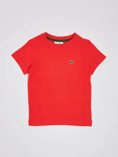 Lacoste Kids' Embroidered-logo Cotton T-shirt In Corallo