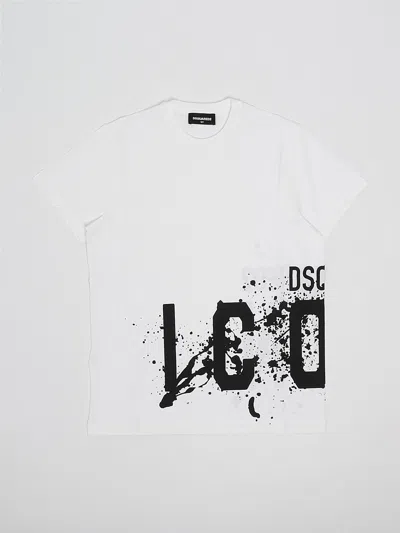 Dsquared2 Kids' White T-shirt With Logo In Bianco