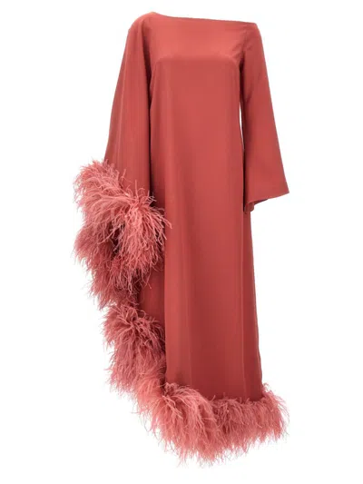 Taller Marmo Feather-trim Ubud Extravaganza Dress In Pink