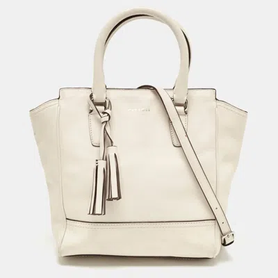 Coach Offleather Legacy Tassel Tote In White