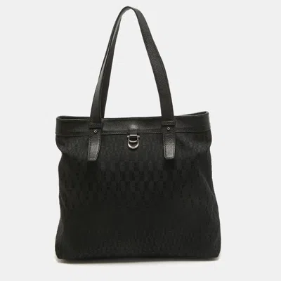 Aigner Monogram Canvas And Leather Tote In Black